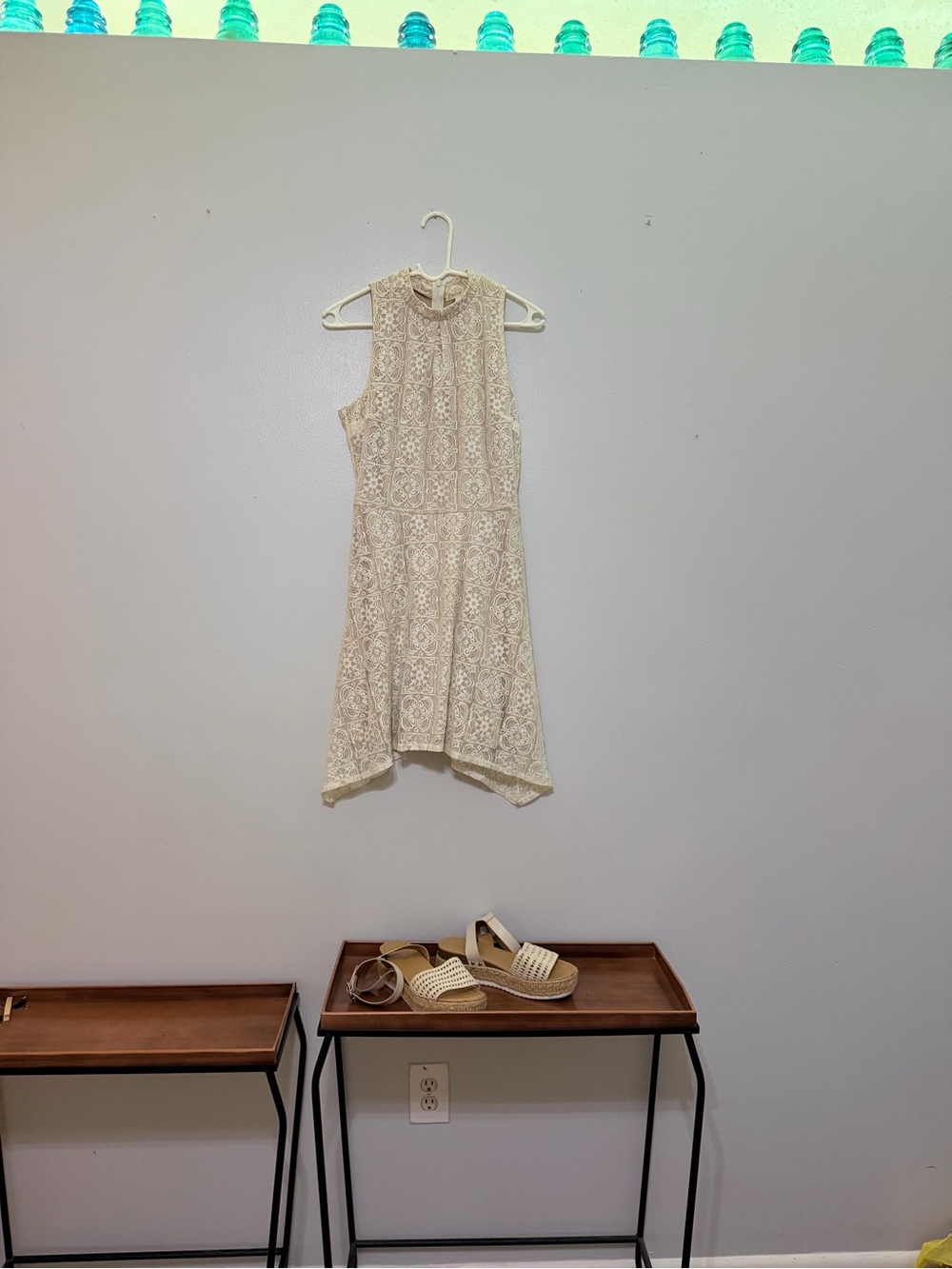 love, Fire Cream Lace High-Low Sleeveless Dress